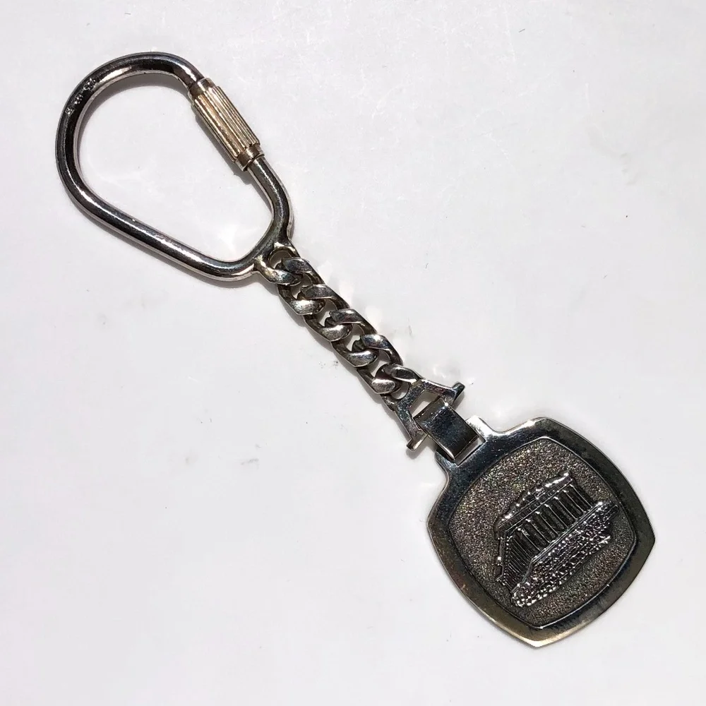sterling silver keychain Parthenon Greek screw closure 925 Athenian Acropolis